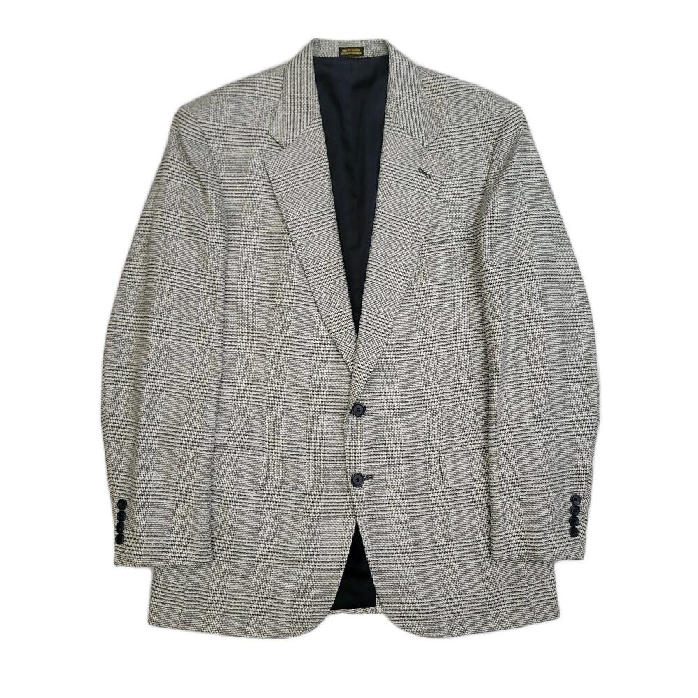 Vintage Stafford Mens Houndstooth Blazer Sport Jacket Silk Wool Size 40L